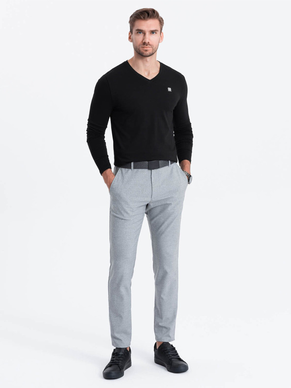 Ombre Clothing Schwarzes Herren-T-Shirt mit V-Ausschnitt Ombre Clothing