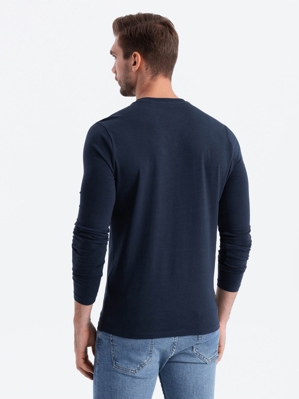 Ombre Clothing Dunkelblaues Herren-T-Shirt mit V-Ausschnitt Ombre Clothing