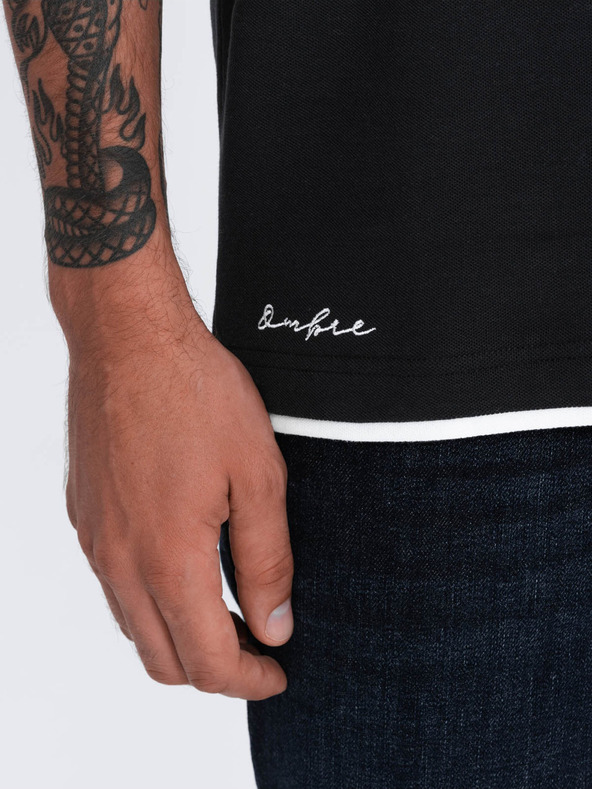 Ombre Clothing Schwarzes Herren-Polohemd Ombre Kleidung