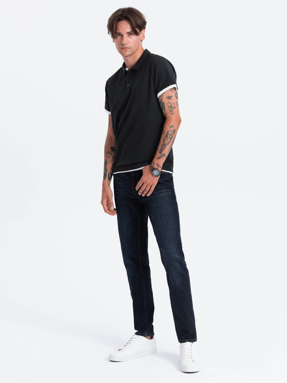 Ombre Clothing Schwarzes Herren-Polohemd Ombre Kleidung