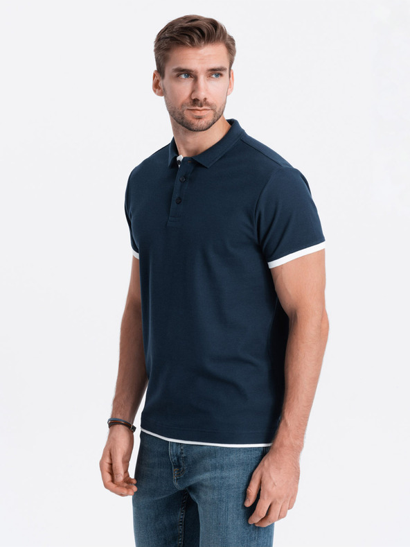 Ombre Clothing Dunkelblaues Herren-Polohemd Ombre Clothing