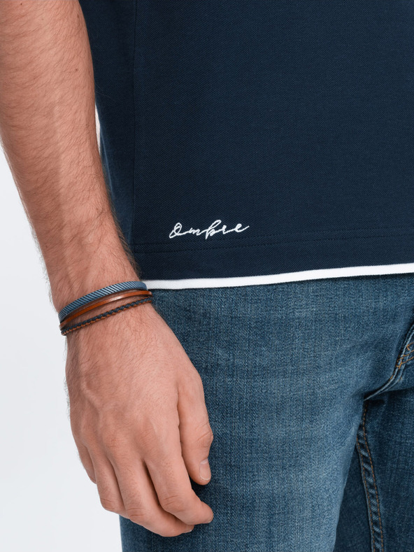 Ombre Clothing Dunkelblaues Herren-Polohemd Ombre Clothing