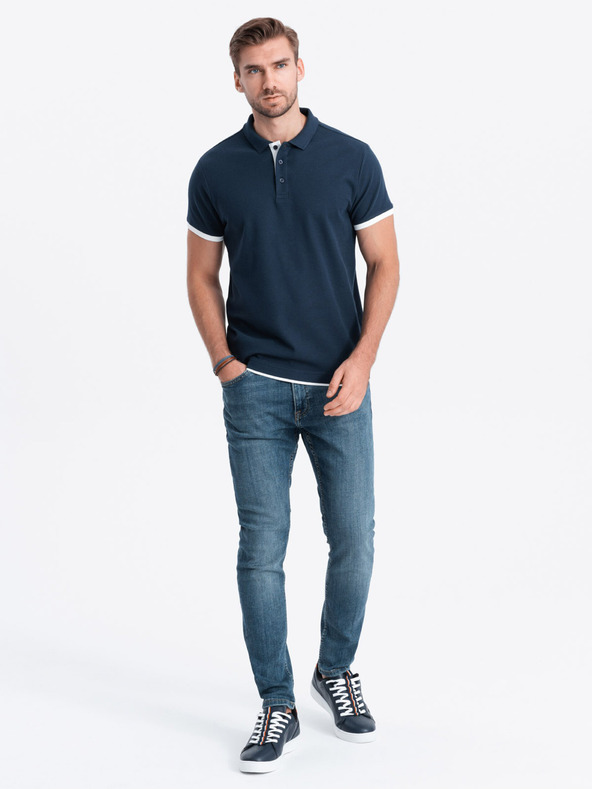 Ombre Clothing Dunkelblaues Herren-Polohemd Ombre Clothing