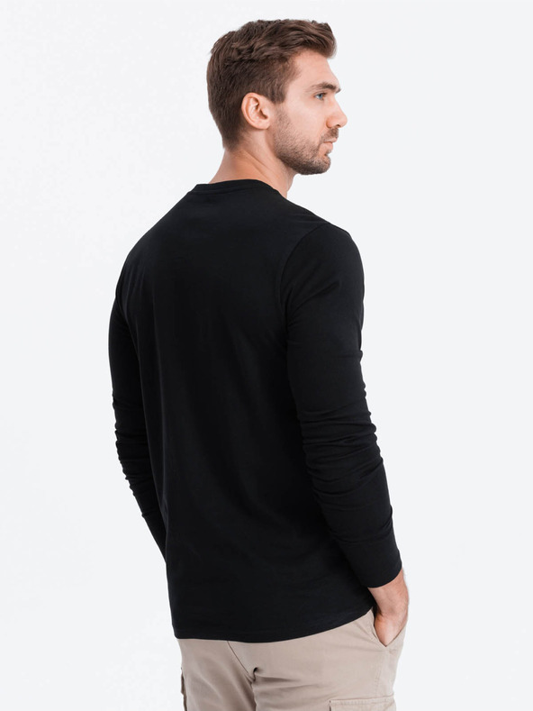 Ombre Clothing Schwarzes Herren-Button-Down-Hemd Ombre Clothing HENLEY