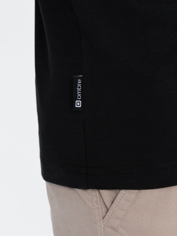 Ombre Clothing Schwarzes Herren-Button-Down-Hemd Ombre Clothing HENLEY