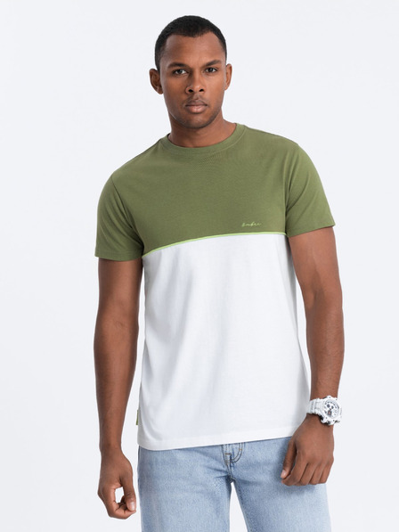 Ombre Clothing Weißes und grünes Herrenhemd Ombre Clothing