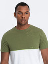 Ombre Clothing Weißes und grünes Herrenhemd Ombre Clothing