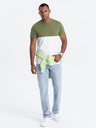 Ombre Clothing Weißes und grünes Herrenhemd Ombre Clothing