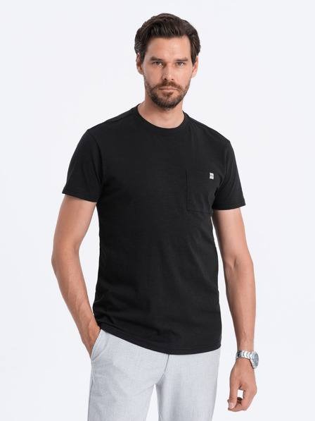 Ombre Clothing Schwarzes Herren-Basic-T-Shirt mit Tasche Ombre Clothing
