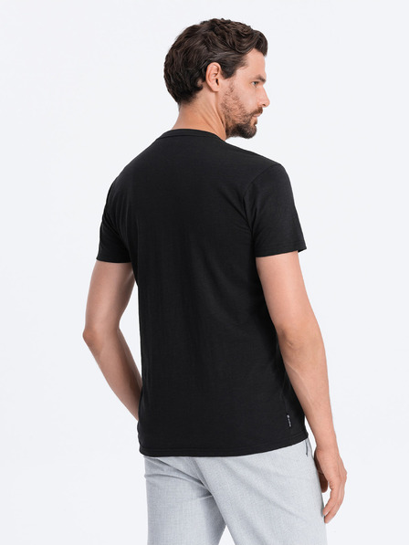 Ombre Clothing Schwarzes Herren-Basic-T-Shirt mit Tasche Ombre Clothing