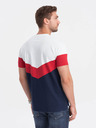 Ombre Clothing Rot-blaues Herren-Basic-T-Shirt mit Ombre Clothing-Schriftzug