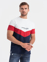 Ombre Clothing Rot-blaues Herren-Basic-T-Shirt mit Ombre Clothing-Schriftzug
