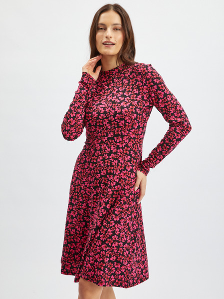 Orsay Schwarzes und rosa geblümtes Damenkleid ORSAY