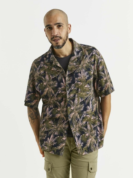 Celio Grün und blau gemustertes Herrenhemd Celio