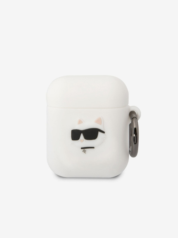 Karl Lagerfeld 3D-Logo NFT Choupette Head Silikonhülle für Airpods 1/2 Weiß Karl Lagerfeld