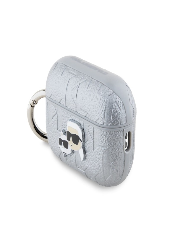 Karl Lagerfeld PU-geprägte Karl und Choupette Heads Tasche für AirPods Pro 2 Silber Karl Lagerfeld