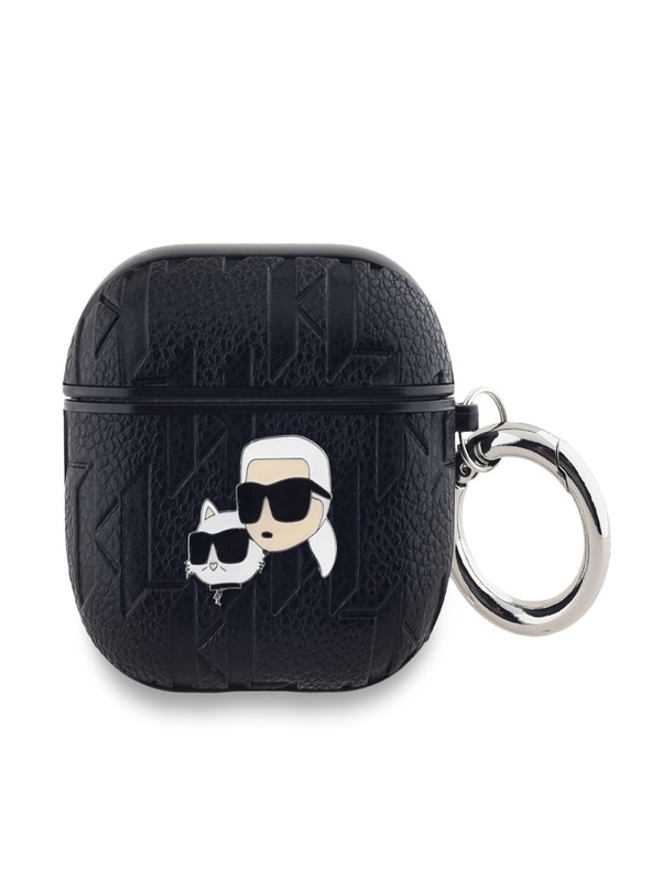 Karl Lagerfeld Karl Lagerfeld PU-Prägung Karl und Choupette Köpfe Etui für AirPods 3 Schwarz