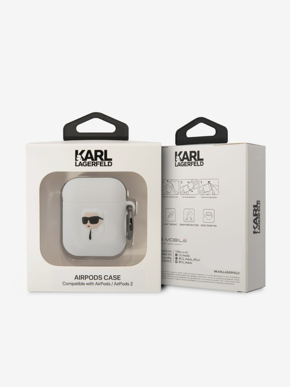 Karl Lagerfeld 3D Logo NFT Karl Head Silikonhülle für Airpods 1/2 Weiß Karl Lagerfeld