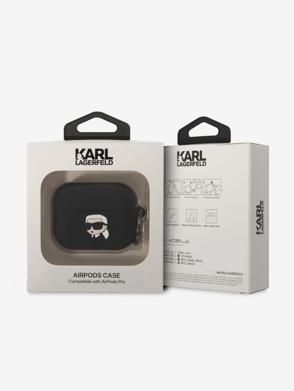 Karl Lagerfeld 3D-Logo NFT Karl Head Silikonhülle für Airpods Pro Schwarz Karl Lagerfeld