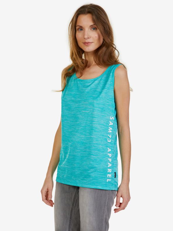 Sam 73 Türkisfarbenes gestreiftes Damen-Tank-Top SAM 73 Manita