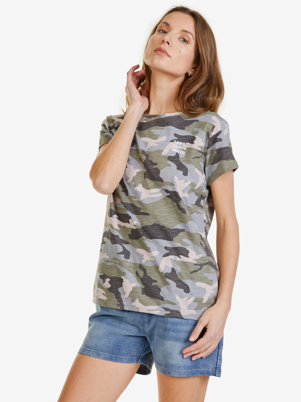 Sam 73 Grün und grau gemustertes Damen-T-Shirt SAM 73 Nora