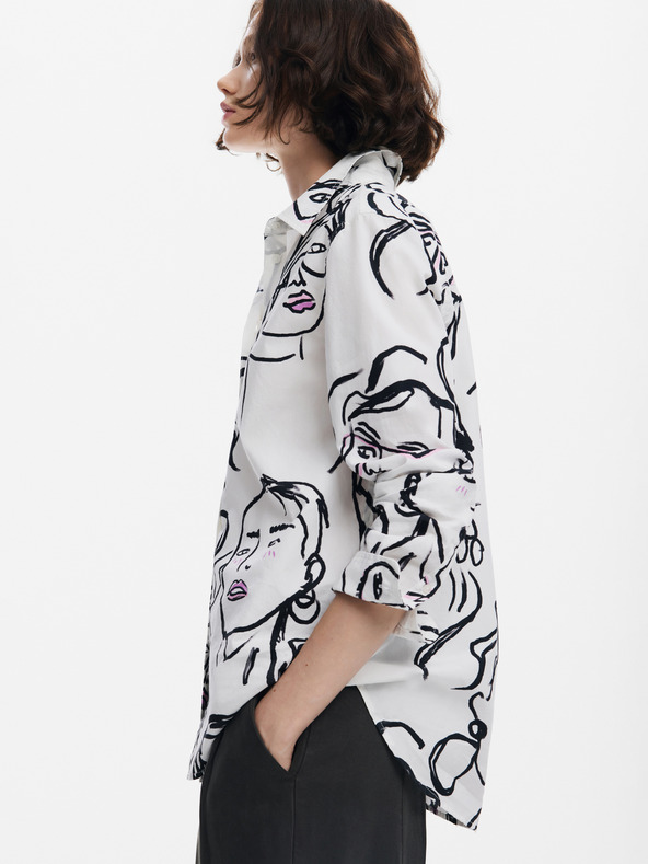Desigual Desigual Damen Hemd mit gemusterten Gesichtern