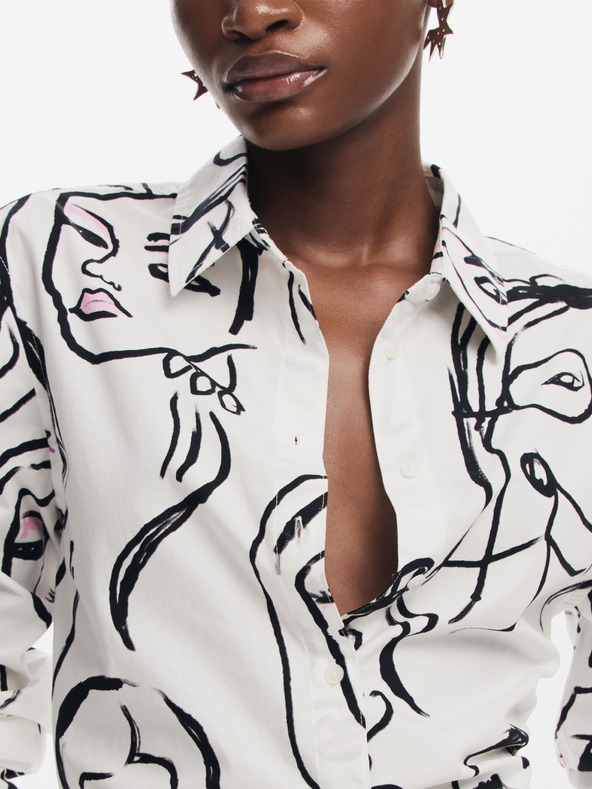 Desigual Desigual Damen Hemd mit gemusterten Gesichtern