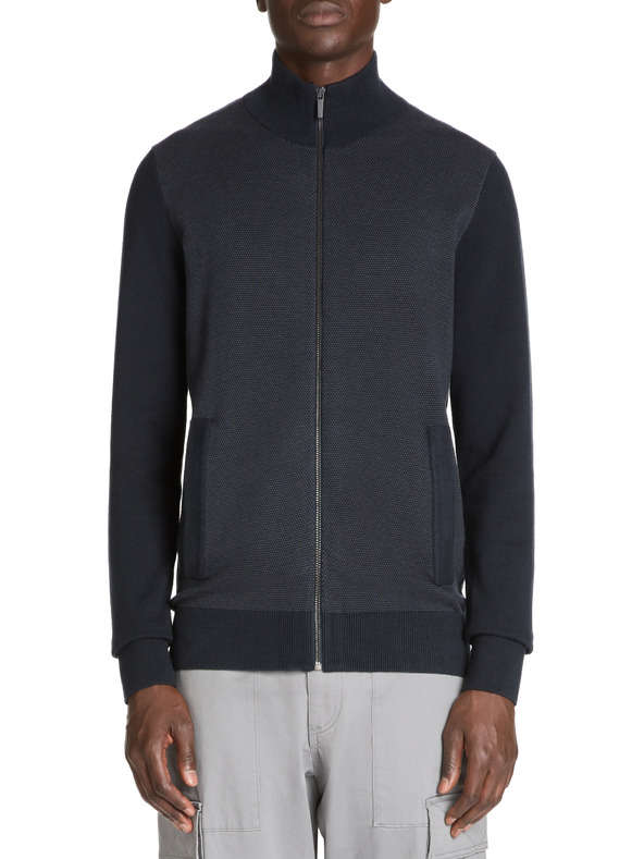 Celio Dunkelblaue Herren Strickjacke mit Reißverschluss Celio Jusnow slim