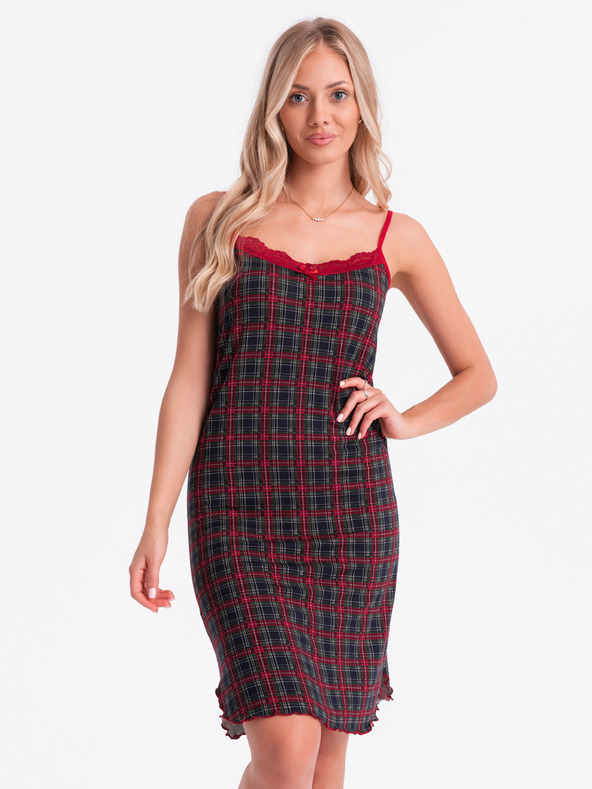 Edoti EDOTI Damen-Pyjamanachthemd, rot
