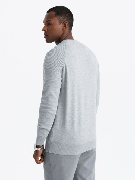 Ombre Clothing Herren Raglanpulli mit gerippten Ärmeln grau melange Ombre Kleidung