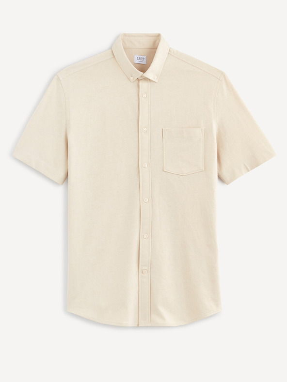 Celio Cremefarbenes Celio Barik Hemd für Männer
