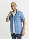 Celio Blaues Herrenjeanshemd mit Taschen Celio