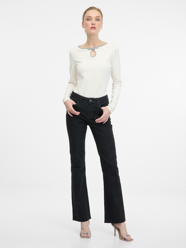 Orsay Cremefarbene Damenbluse mit langen Ärmeln ORSAY