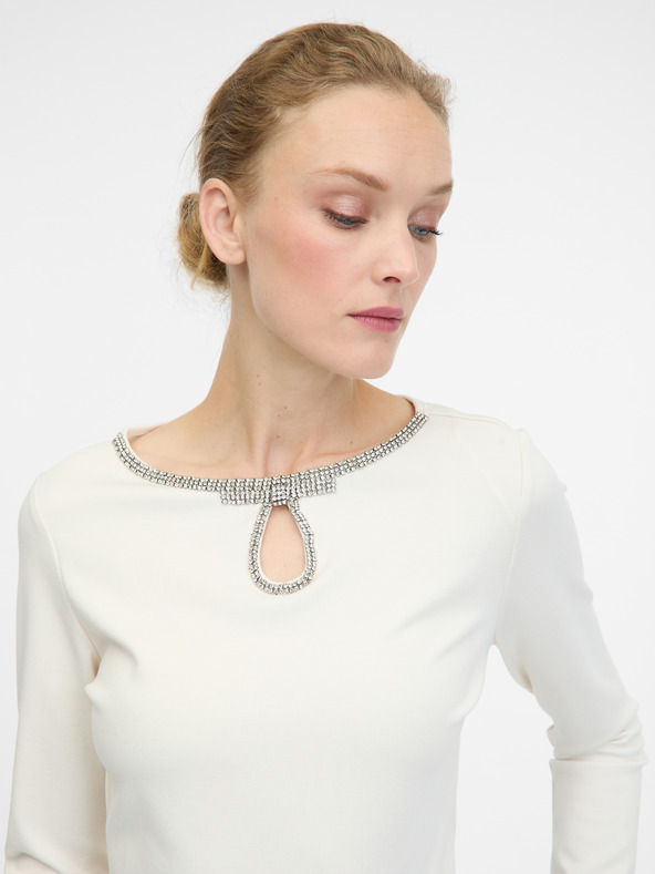 Orsay Cremefarbene Damenbluse mit langen Ärmeln ORSAY