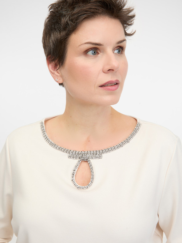 Orsay Cremefarbene Damenbluse mit langen Ärmeln ORSAY