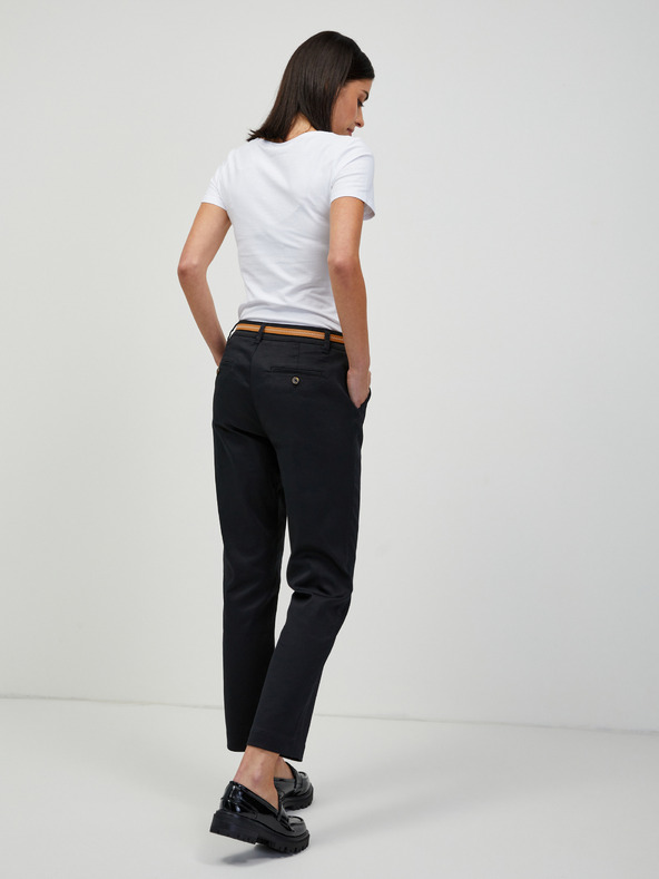 Orsay Schwarze abgeschnittene Chino Hose mit Gürtel ORSAY
