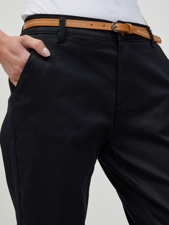 Orsay Schwarze abgeschnittene Chino Hose mit Gürtel ORSAY