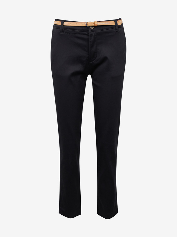 Orsay Schwarze abgeschnittene Chino Hose mit Gürtel ORSAY