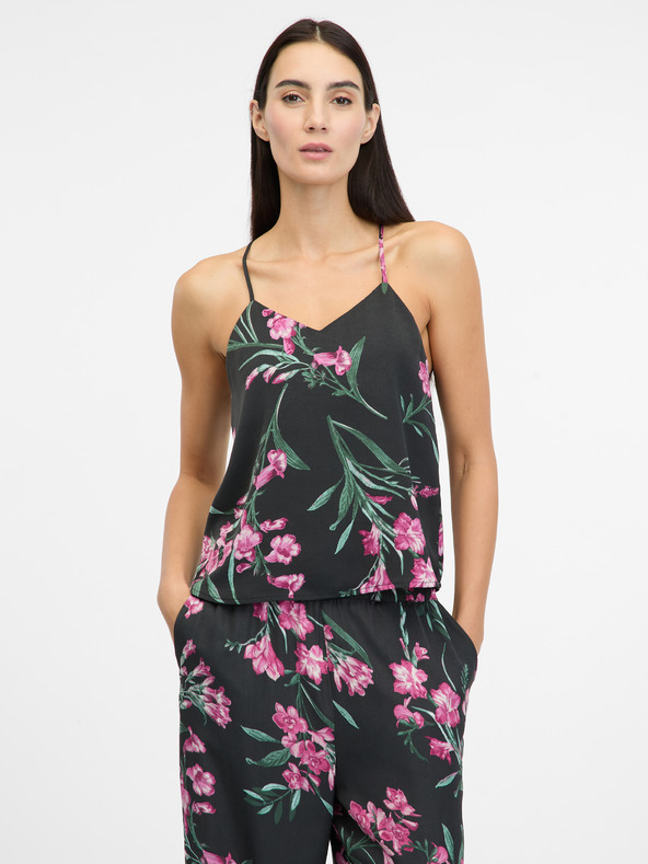 Orsay Schwarzes Damen-Satin-Pyjama-Top ORSAY