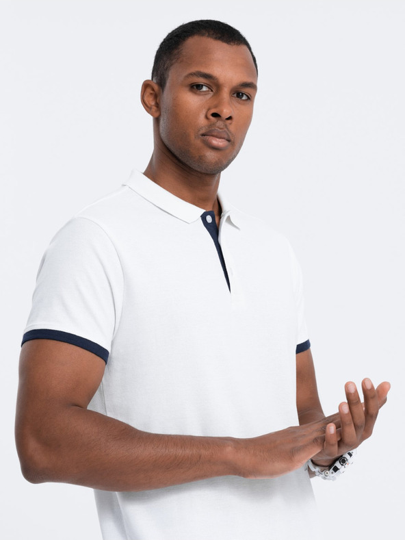 Ombre Clothing Weißes Herren-Poloshirt Ombre Clothing