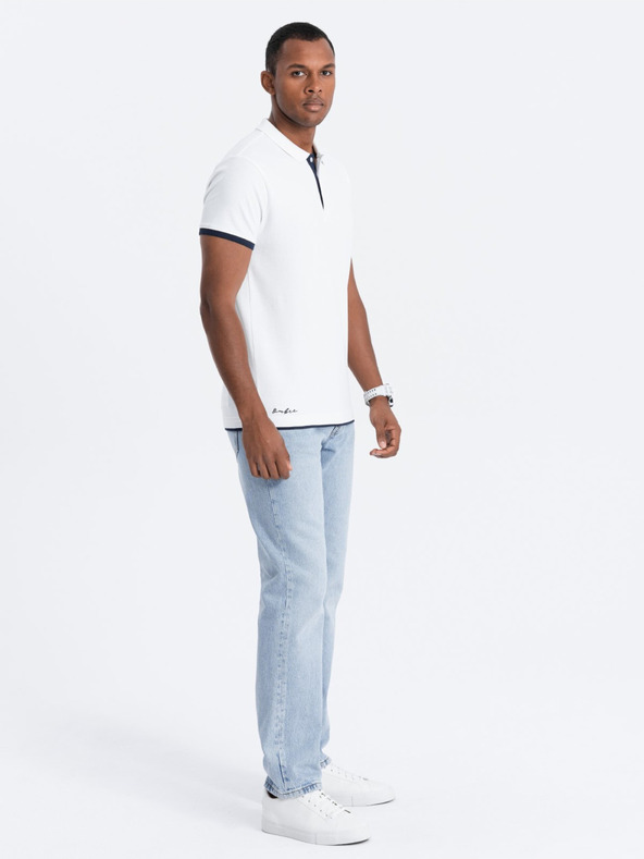 Ombre Clothing Weißes Herren-Poloshirt Ombre Clothing