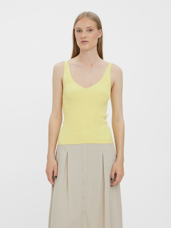 Vero Moda Hellgelbes geripptes Damen-Basic-Tank-Top VERO MODA Glory