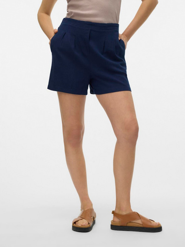 Vero Moda Dunkelblaue Damen-Shorts aus Leinen Vero Moda Jesmilo