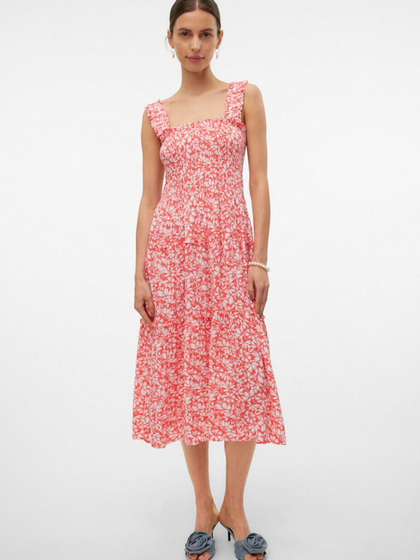 Vero Moda Rot-weißes Midikleid Vero Moda Menny