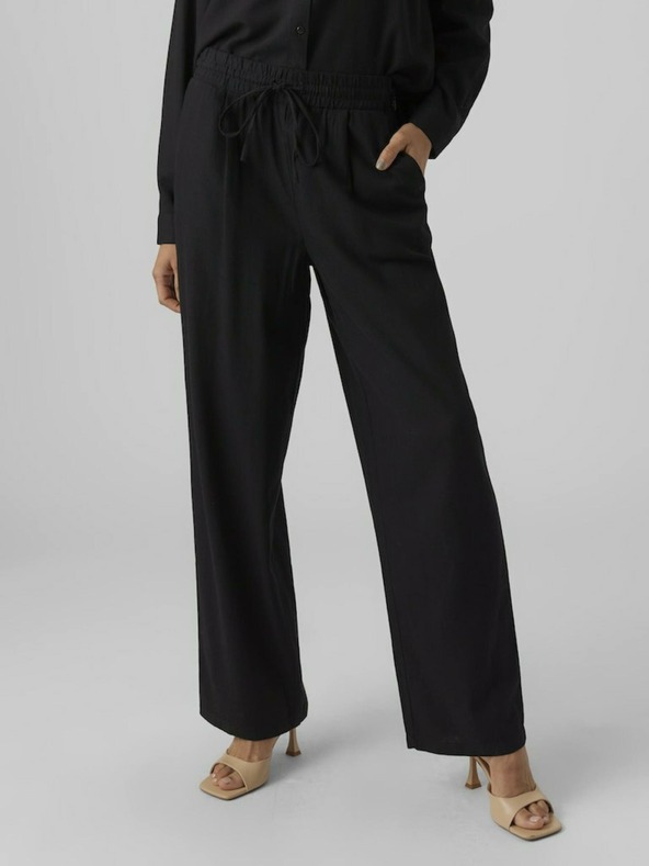 Vero Moda Schwarze Damenhose mit Leinen VERO MODA Jesmilo