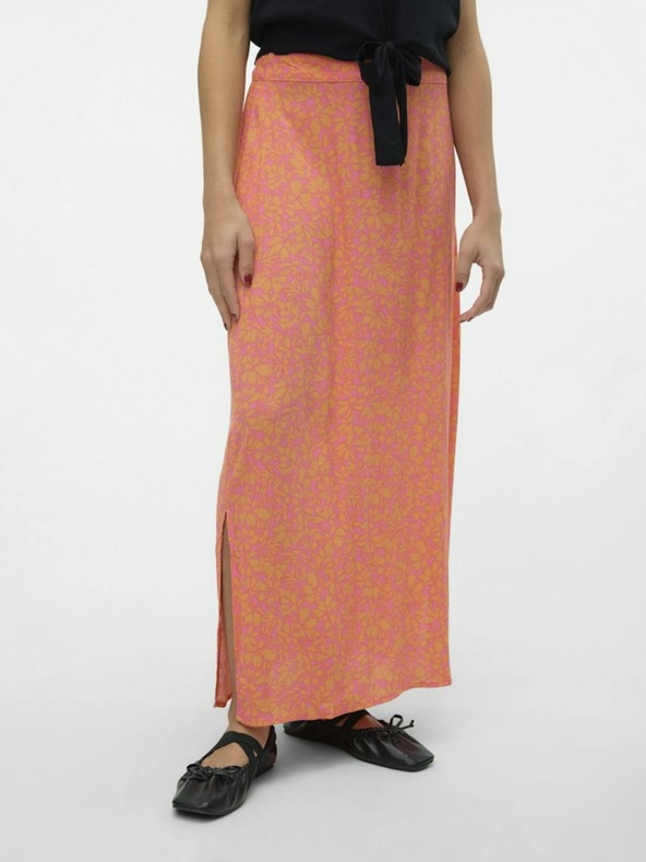 Vero Moda Vero Moda Menny rosa und orange Damen Maxirock mit Blumenmuster