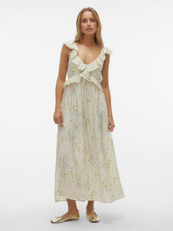Vero Moda Vero Moda Josie cremefarbenes geblümtes Maxikleid für Damen