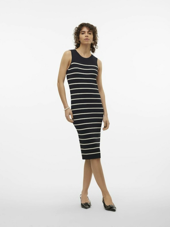 Vero Moda Schwarzes gestreiftes Damenkleid Vero Moda Gizelle