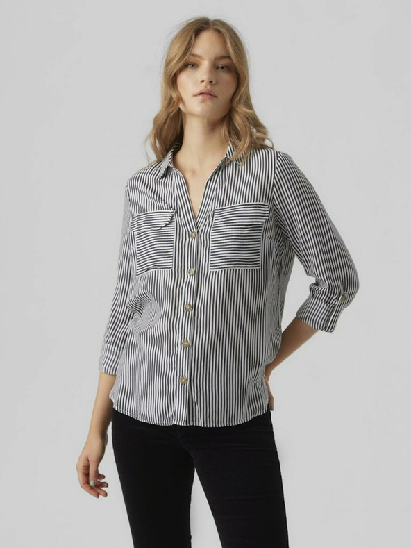Vero Moda Weiß und blau gestreifte Damenbluse Vero Moda Bumpy