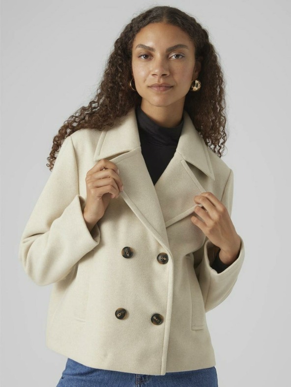 Vero Moda Cremefarbener Damen-Kurzmantel Vero Moda Vincemia